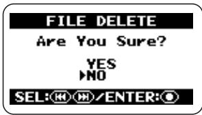 ZOOM H2 - Bring up the FILE DELETE screen. - 1