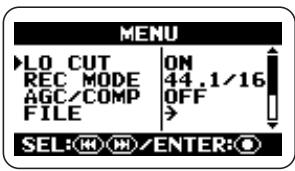 ZOOM H2 - Bring up the main menu screen. - 1