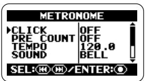 ZOOM H2 - Bring up the METRONOME screen. - 1
