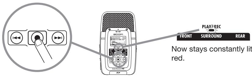 ZOOM H2 - Press (REC) key once more to start recording - 1