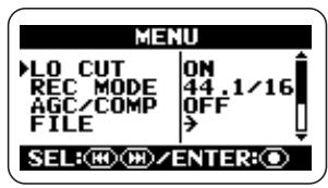 ZOOM H2 - Bring up the main menu screen. - 1