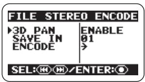 ZOOM H2 - Bring up the FILE STEREO ENCODE screen. - 1