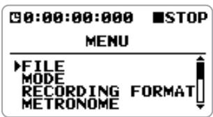 ZOOM H4 - Écran d'accueil du mode stéréo, pressez le centre de la touche [MENU]. - 1