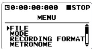 ZOOM H4 - Écran d'accueil du mode stéréo, pressez le centre de la touche [MENU]. - 1