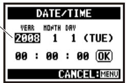 ZOOM H4NEXT - The operation when [ ] cursor is on display (Date-Time Setting, Changing File Name Directory, etc) - 5