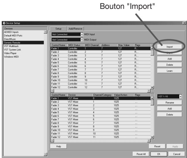 ZOOM HD8 - Sélectionnez "generic remote" dans la liste de gauche de la fenêtre device setup et cliquez sur l'onglet "setup - 1