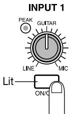 ZOOM MRS-1044 - Press the INPUT 1 [ON/OFF] key to make the key light. - 1