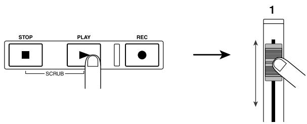 ZOOM MRS-1044 - Press the PLAY [▶] key, and while listening to the rhythm song, operate fader 1 to adjust the monitor level of the guitar. - 1