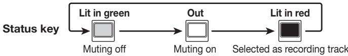 ZOOM MRS-4 - Press the status key 1 repeatedly, until the key is lit in red. - 1