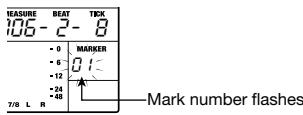 ZOOM MRS-8 - From the main screen, use the cursor left/right keys to cause the mark number to flash. - 1