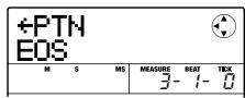 ZOOM MRS-8 - Repeatedly press the cursor right key to move to the measure number for which "EOS" is shown on the second line of the display. - 1