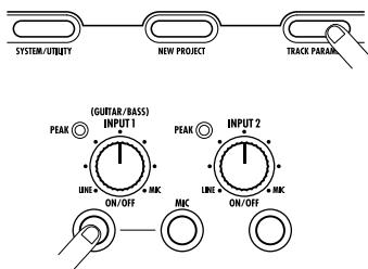 ZOOM MRS-8 - To adjust the signal level recorded on a track, press the [TRACK PARAMETER] key in the control section and then press the INPUT [ON/OFF] key. - 1
