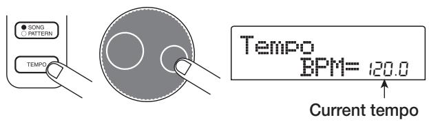 ZOOM MRS-802 - To change the tempo, press the [TEMPO] key in the rhythm section and turn the dial to change the tempo value (BPM) shown on the display. - 1