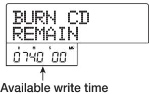 ZOOM MRS-802 - To check the available write time on the inserted disc, press the cursor down key. - 1