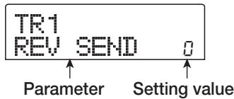ZOOM MRS-802 - Press the [TRACK PARAMETER] key in the track parameter section and use the cursor up/down keys to bring the following indication onto the display. - 2