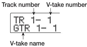 ZOOM MRS-802 - Use the cursor up/down keys to bring the indication "TR xx-yy" onto the display (where xx is the track number and yy the V-take number). - 1