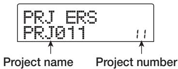 ZOOM MRS-802 - Refer to steps 1 - 2 of "Basic procedure" to bring up the indication "PROJECT ERASE" on the display. Then press the [ENTER] key. - 1