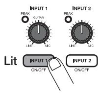ZOOM MRS-802 - Press the [INPUT 1] key so that the key lights up. - 1