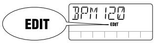 ZOOM PS-02 - 2.To adjust the tempo, press the [EDIT] key. - 1