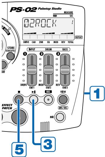 ZOOM PS-02 - Use the cursor [ ] / [ ] keys to select song number 1. - 3
