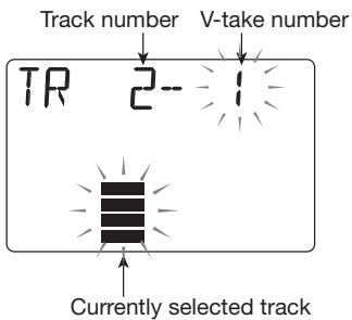 ZOOM PS-04 - Repeatedly press the cursor [▼] key to bring up the indication "TR x-y" on the display (where x is the track number and y the V-take number). - 1