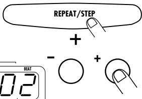 ZOOM RT-123 - Hold down the [REPEAT/STEP] key and use the [VALUE +/-] keys to select the step where you want to make an alteration. - 2