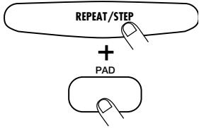 ZOOM RT-123 - STEP4 Tap a pad while holding the [REPEAT/STEP] key down. - 2