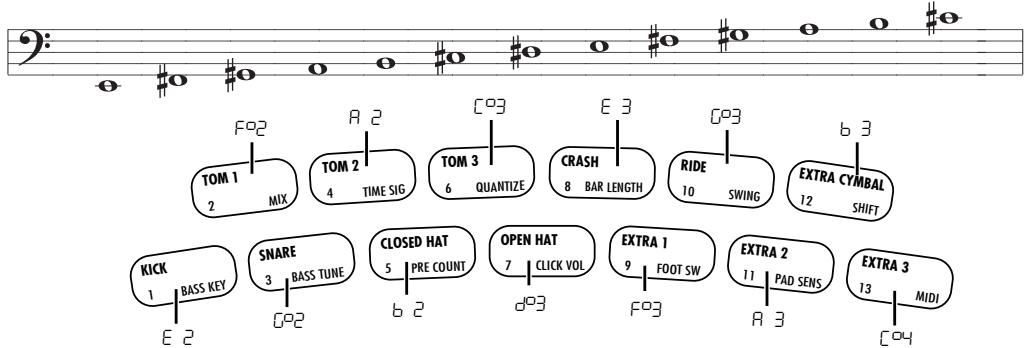 ZOOM RT-123 - Press the [FUNCTION] key and then pad 1 (BASS KEY). - 10