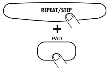 ZOOM RT-123 - STEP10 Tap the pads while holding the [REPEAT/STEP] key down. - 1