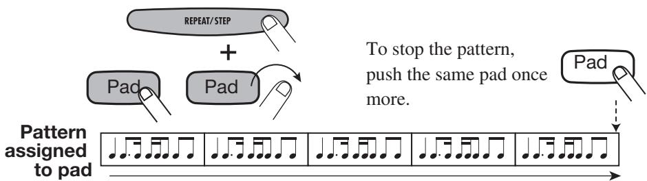 ZOOM RT-223 - Hold down the [REPEAT/STEP] key while pushing the pad. - 1