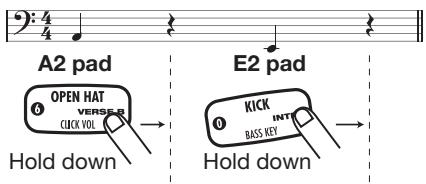 ZOOM RT-223 - Tap the pads along with the metronome sound. Select the pad with the pitch to enter into the phrase. - 1