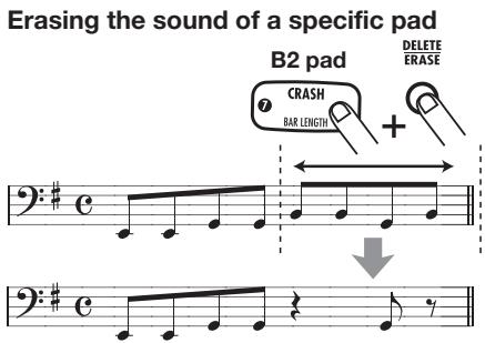 ZOOM RT-223 - To erase the sound from a specific pad, push the pad while holding down the [DELETE/ERASE] key. - 1