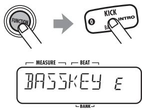 ZOOM RT-223 - Press the [FUNCTION] key and then pad 0 (BASS KEY). - 1