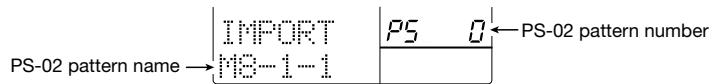 ZOOM RT-323 - Use the [] / [] keys to call up the indication "IMPORT" on the display, and press the [ENTER] key. - 1