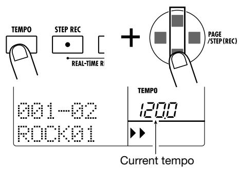 ZOOM RT-323 - While holding down the [TEMPO] key, press one of the []/[] keys - 1