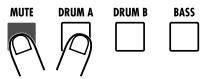 ZOOM RT-323 - While holding down the [MUTE] key, press the key corresponding to the track you want to mute ([DRUM A]/[DRUM B]/[BASS]). - 1