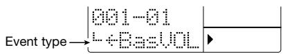 ZOOM RT-323 - Use the [] / [] keys to select one of the following event types for editing. - 1
