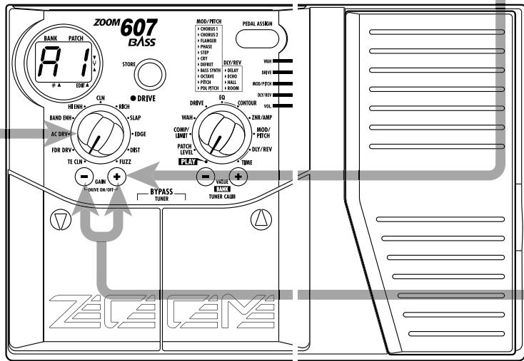 ZOOM 607 - Select the DRIVE module distortion type - 4