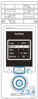 ZOOM Q3HD - Setting the date and time - 2