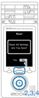 ZOOM Q3HD - Resetting the unit - 2