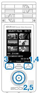 ZOOM Q3HD - Erasing multiple recordings at the same time - 1