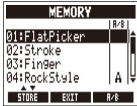 ZOOM A3 - | To add or remove patch memories to a list that the footswitch cycles through - 6