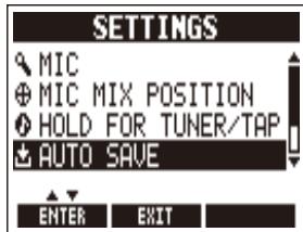 ZOOM A3 - To set the Auto Save function - 1