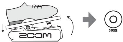 ZOOM B21U - With the expression pedal fully raised, press the [STORE] key. - 1