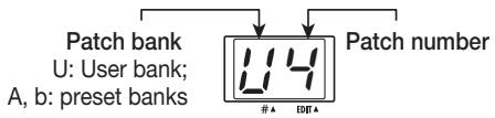 ZOOM FIRE30 - Use the [] / [] keys to select the bank and number of the desired patch. - 1