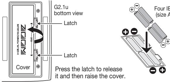 ZOOM G21U - Operating the G2.1u on batteries - 1