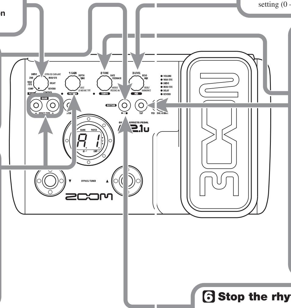 ZOOM G21U - Select a rhythm pattern - 1