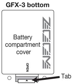 ZOOM GFX3 - Inserting the batteries - 1