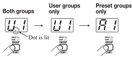 ZOOM GFX3 - To limit the patch selection to user groups or preset groups only, press the [GROUP/EXIT] key. - 1