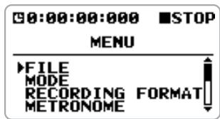 ZOOM H4V2 - At the stereo mode top screen, press the center of the [MENU] key. - 1